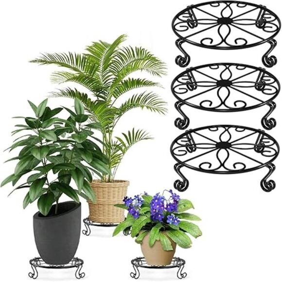 Metal Plant Stand Indoor/Outdoor, Low Corner Plant Stand, Decoration Small - Picture 7 of 7
